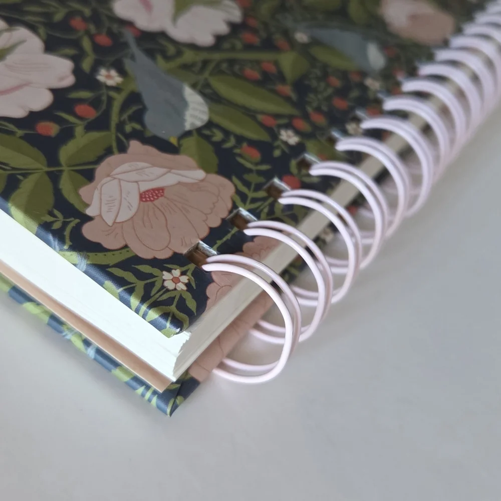 OCS Design Vintage Inspired Floral Bird Hardcover Large Spiral Ruled Notebook